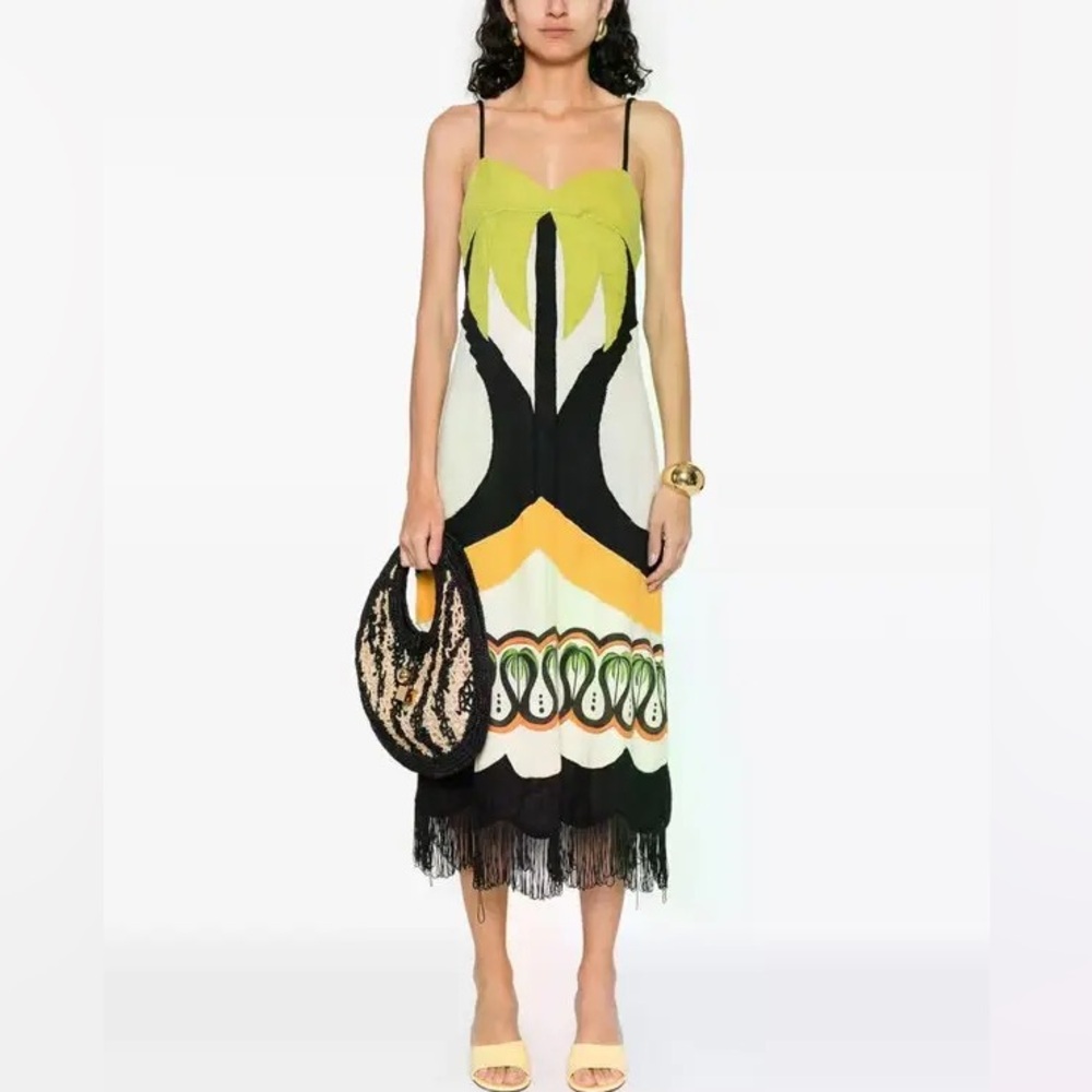 FARM Rio Coconut Tree Flow Cutwork Linen Midi Dress Women’s XS NWT - Picture 6 of 16